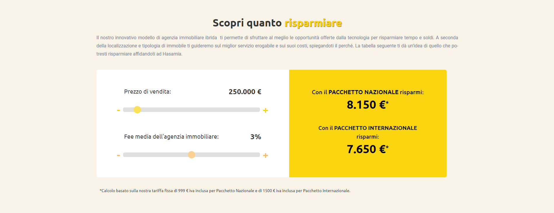 Prezzi e commissioni Hasamia